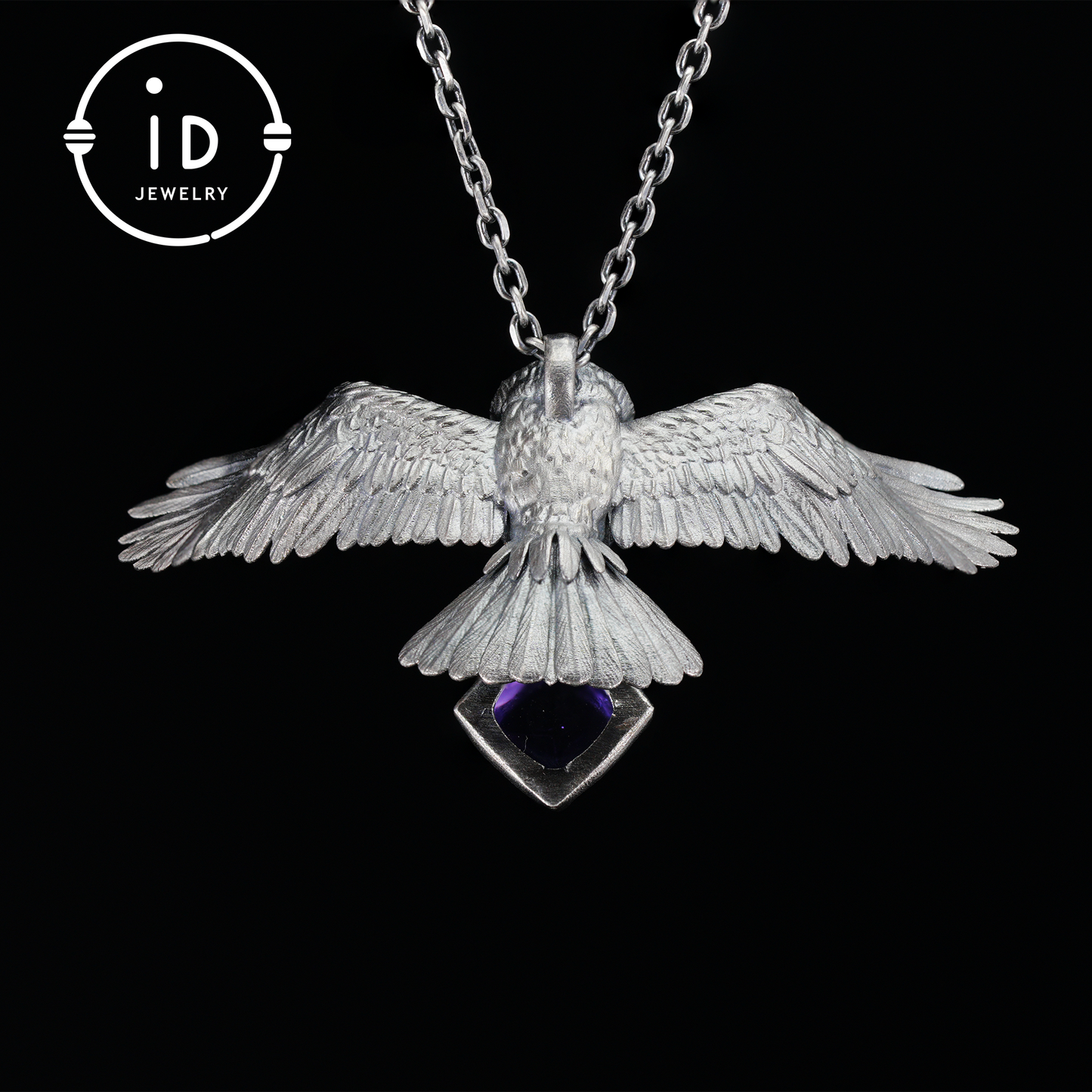 Spread-Wing Owl Necklace|Animal Totem Amulet|925 Sterling Silver, Hand-Carved|Winged Design|Nature-Themed Necklace