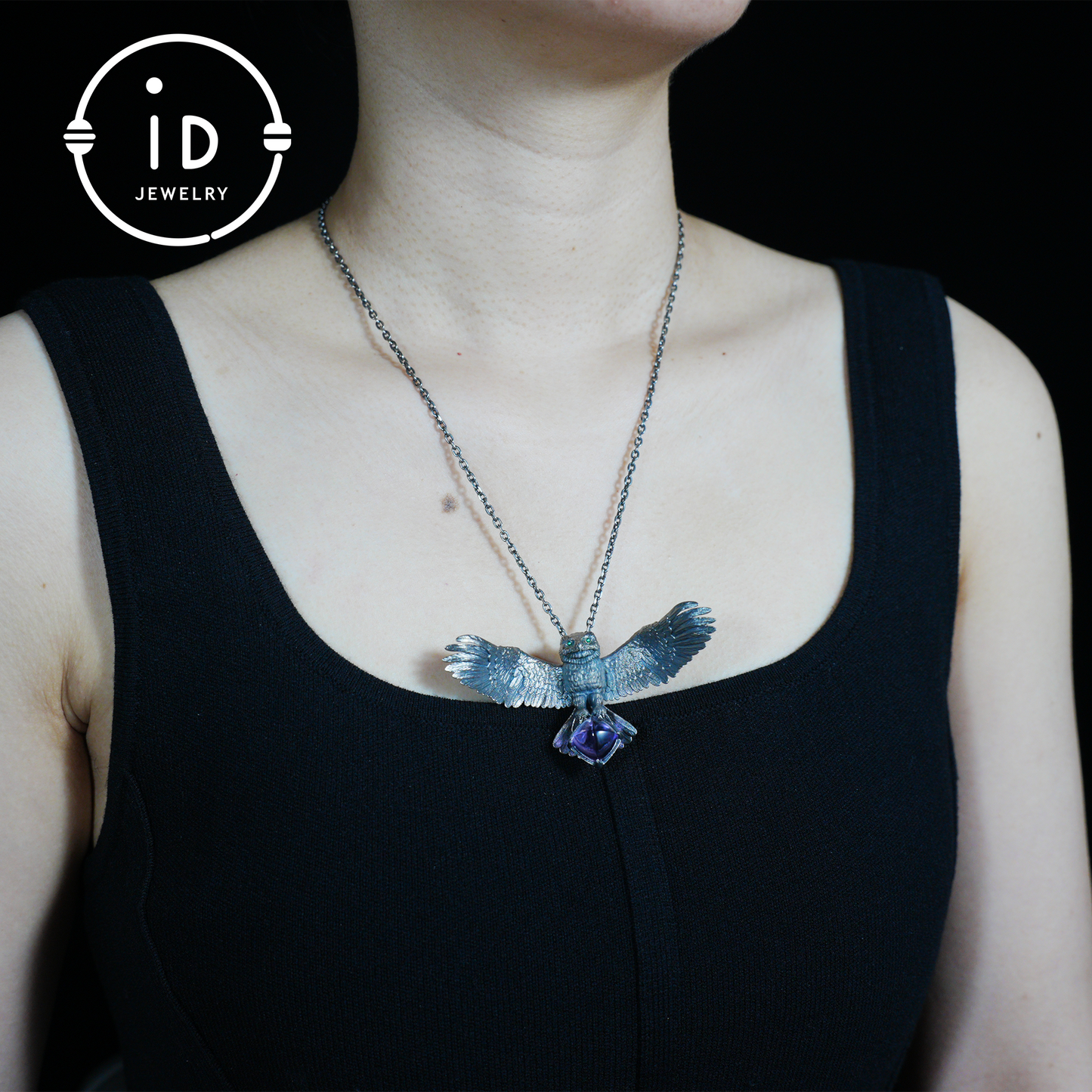 Spread-Wing Owl Necklace|Animal Totem Amulet|925 Sterling Silver, Hand-Carved|Winged Design|Nature-Themed Necklace