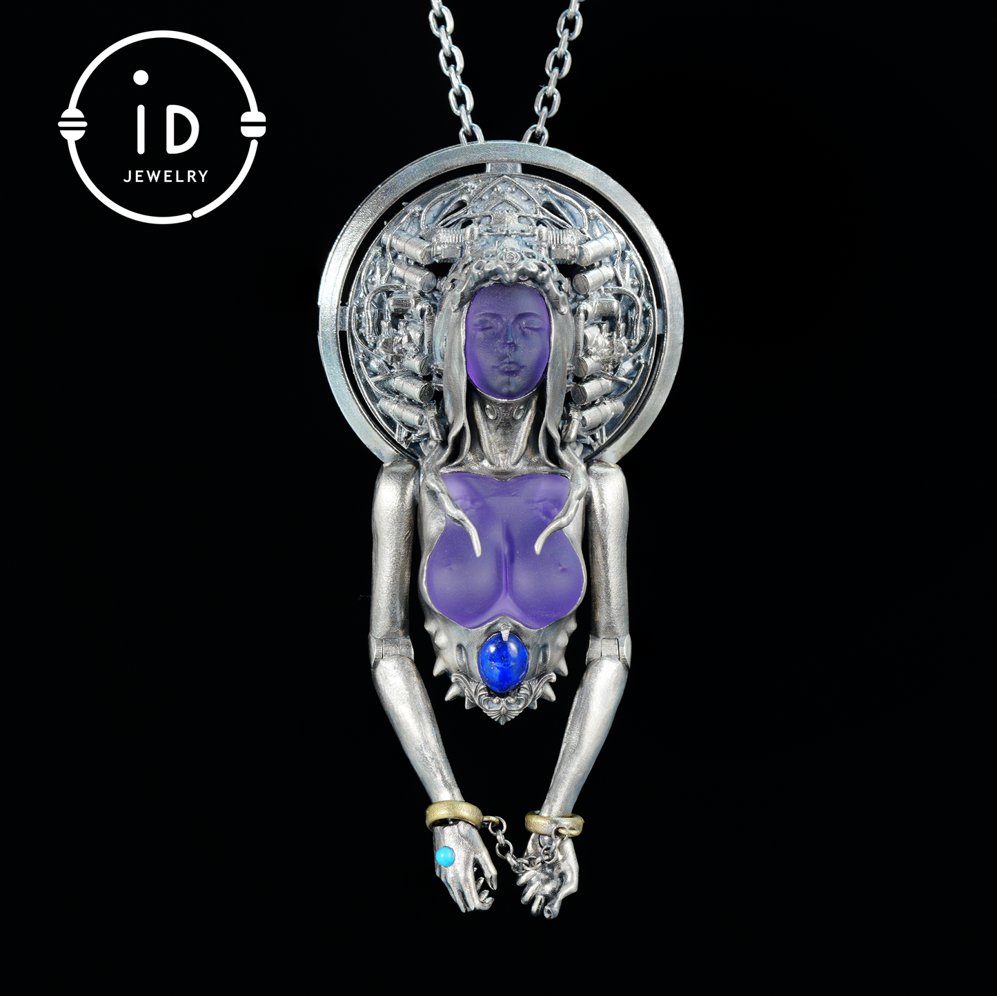 Mystic Goddess Pendant | Handmade 925 Silver & Gemstone Spiritual Necklace | Esoteric Protection Amulet