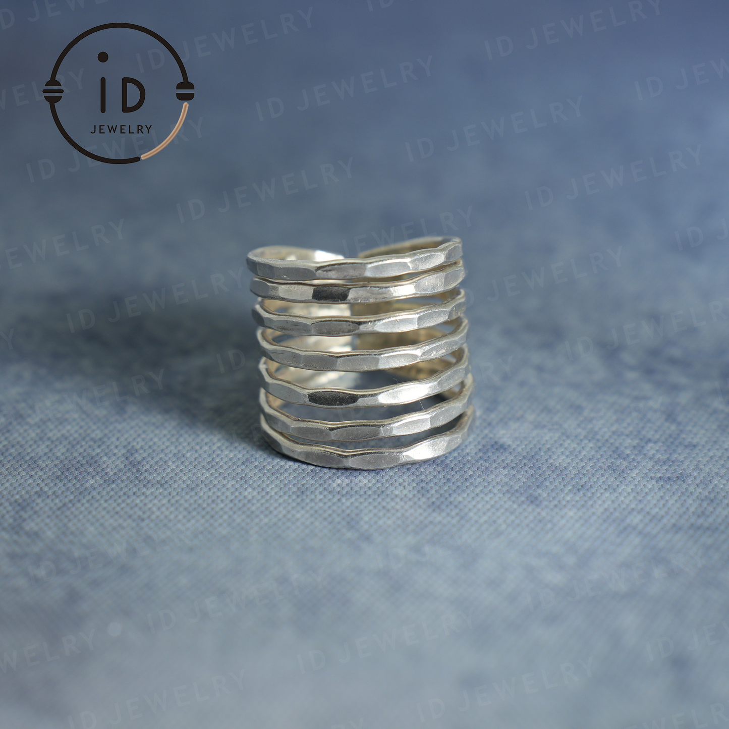 Handgefertigter Silberring, Mehrschichtiger Boho Ring, Verstellbarer minimalistischer Unisex Ring, Vintage Statement Schmuck