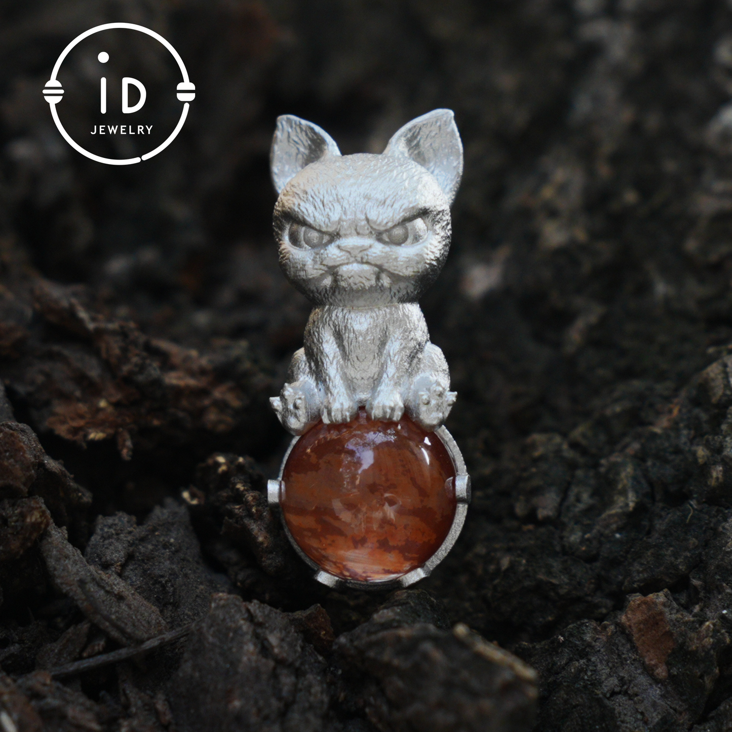 Silver Dog Pendant with Red Hematoid Quartz, 925 Sterling Silver Necklace, Fairytale Animal Jewelry, Gift for Her Birthday