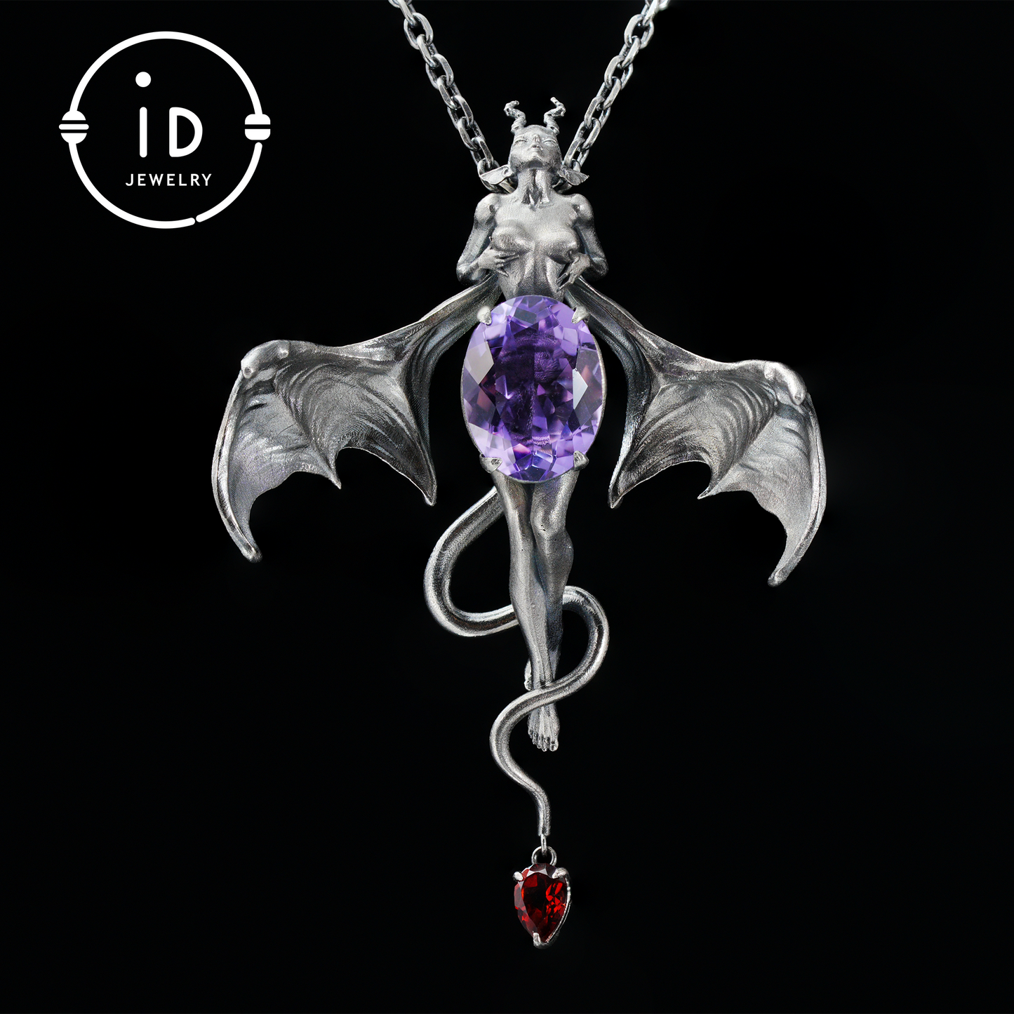Handgefertigte Halskette mit Dämonenflügel-Anhänger aus Silber | Mystischer Banshee-Schmuck als Symbol für Stärke, Kraft und Mysterium | Einzigartiges Geschenk für Sie