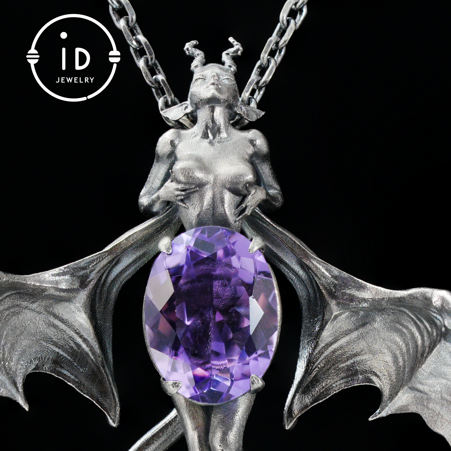 Handgefertigte Halskette mit Dämonenflügel-Anhänger aus Silber | Mystischer Banshee-Schmuck als Symbol für Stärke, Kraft und Mysterium | Einzigartiges Geschenk für Sie