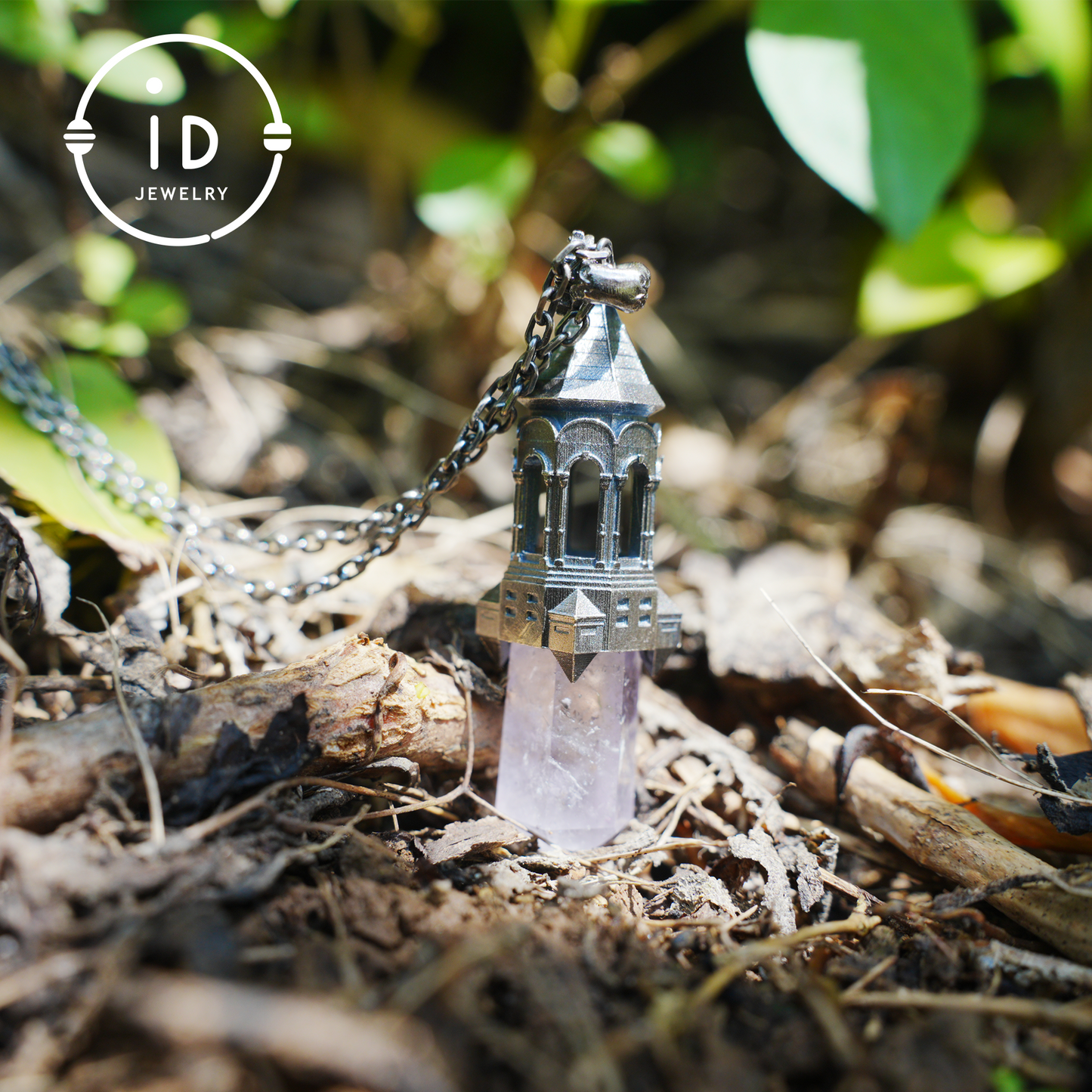 Amethyst Pendant 925 Silver, Gothic Tower Necklace, Statement Jewelry Totem Talisman, Gift for Her, Birthday Jewelry Idea