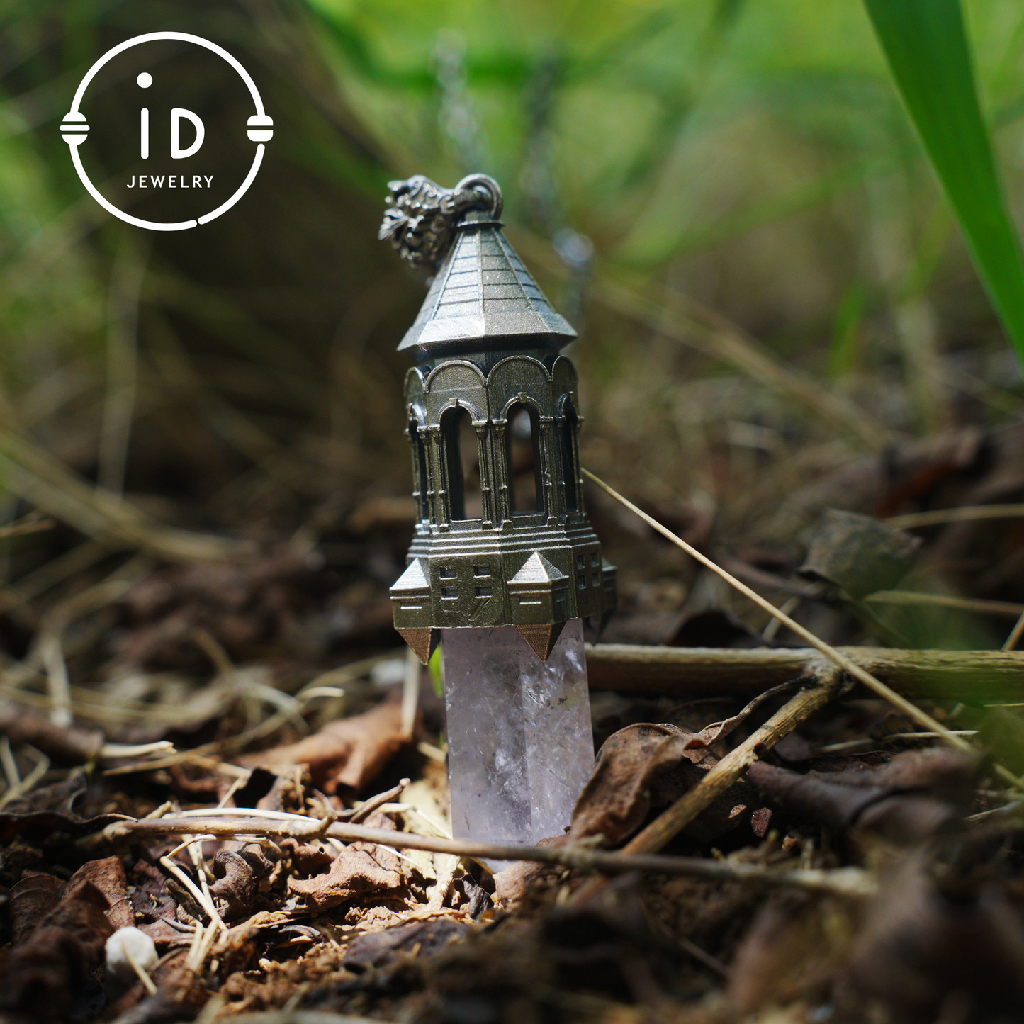 Amethyst Pendant 925 Silver, Gothic Tower Necklace, Statement Jewelry Totem Talisman, Gift for Her, Birthday Jewelry Idea