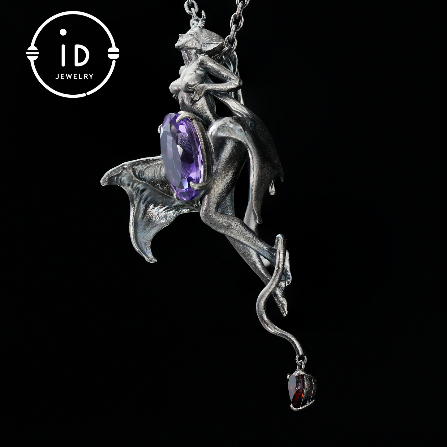 Handgefertigte Halskette mit Dämonenflügel-Anhänger aus Silber | Mystischer Banshee-Schmuck als Symbol für Stärke, Kraft und Mysterium | Einzigartiges Geschenk für Sie