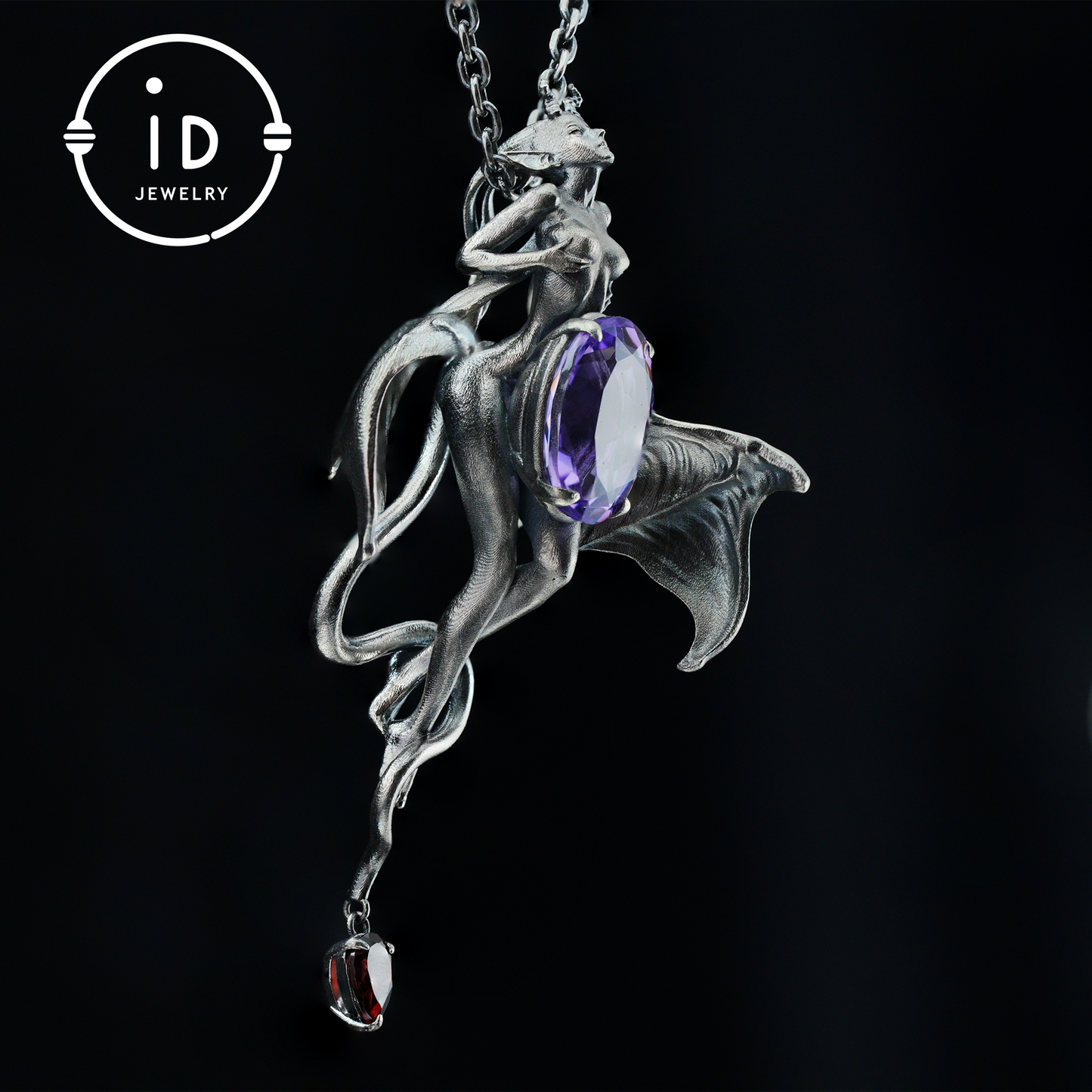 Handgefertigte Halskette mit Dämonenflügel-Anhänger aus Silber | Mystischer Banshee-Schmuck als Symbol für Stärke, Kraft und Mysterium | Einzigartiges Geschenk für Sie