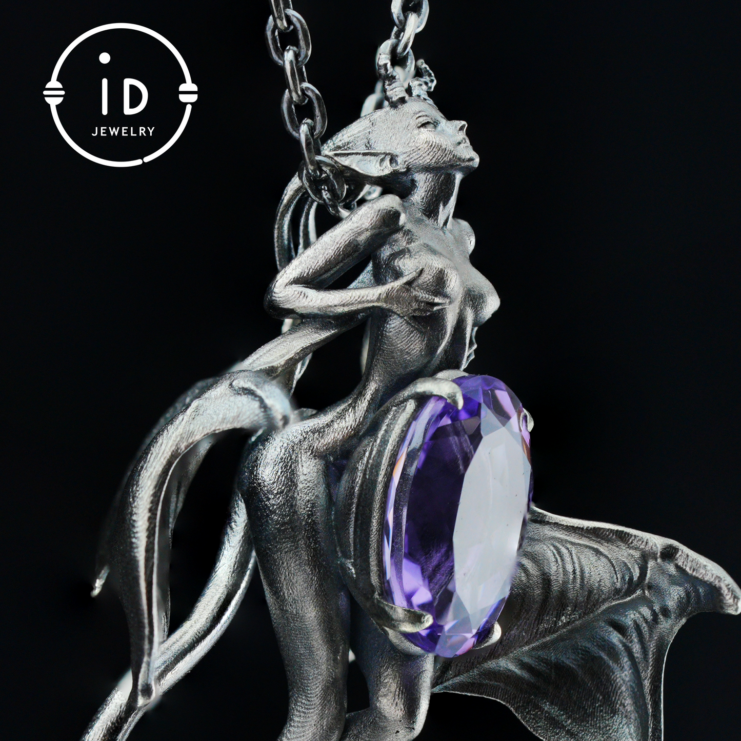 Handgefertigte Halskette mit Dämonenflügel-Anhänger aus Silber | Mystischer Banshee-Schmuck als Symbol für Stärke, Kraft und Mysterium | Einzigartiges Geschenk für Sie