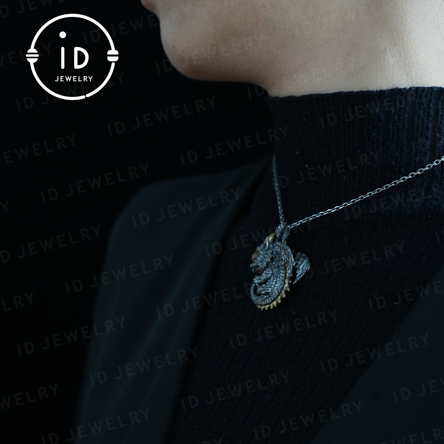 Handmade Dragon Pendant | Gothic Silver Amulet | Mystic Eyes and Wings | Fantasy Jewelry