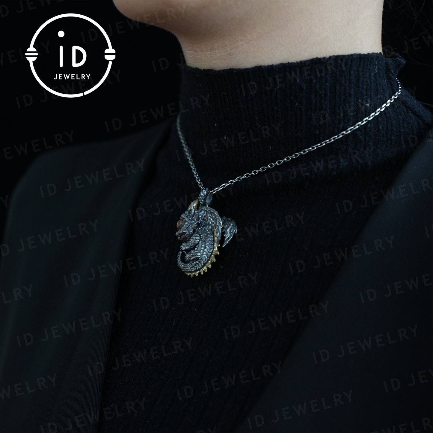Handmade Dragon Pendant | Gothic Silver Amulet | Mystic Eyes and Wings | Fantasy Jewelry
