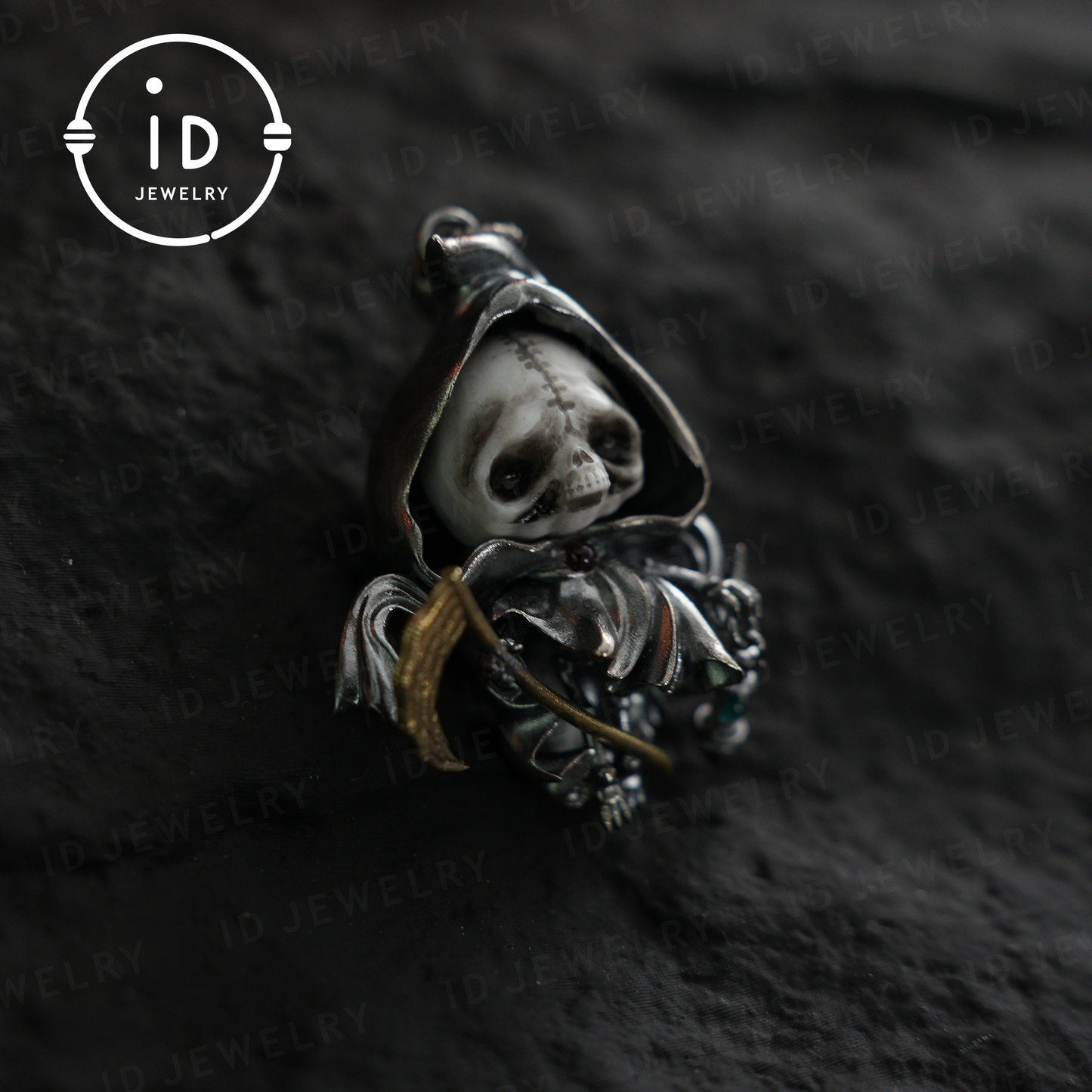 Handmade Grim Reaper Pendant | Gothic Skeleton Amulet | Silver Charm | Fantasy Art Jewelry