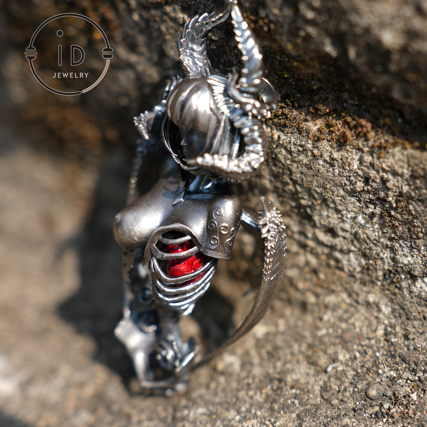 Dark Enchantress Pendant – S925 Silver Handmade Pendant with Enamel Heart | Gothic Design Limited Collection