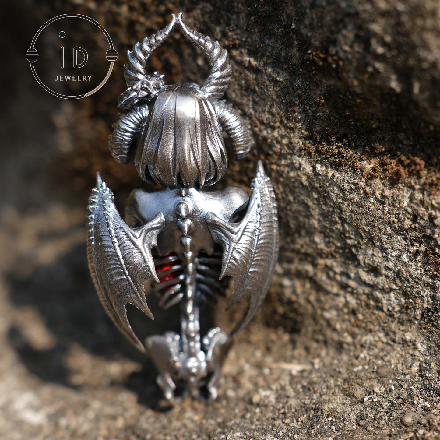 Dark Enchantress Pendant – S925 Silver Handmade Pendant with Enamel Heart | Gothic Design Limited Collection