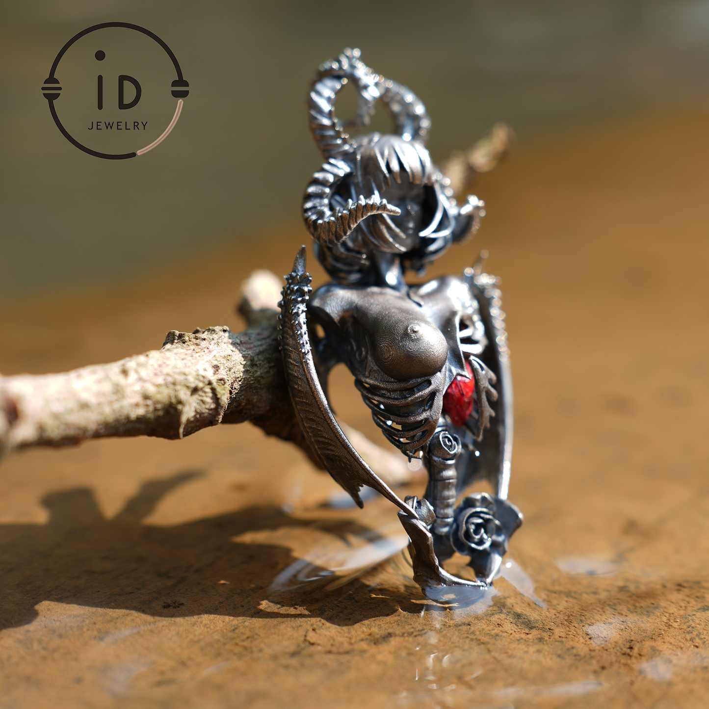 Dark Enchantress Pendant – S925 Silver Handmade Pendant with Enamel Heart | Gothic Design Limited Collection