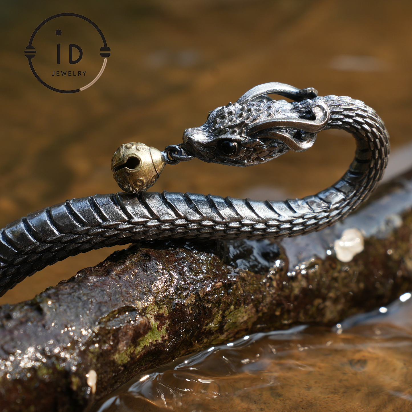 Eternal Coil Drachenschlangenbrosche – 925 Sterling Silber | Handgefertigtes Schlangendesign | Einzigartiger Fantasy-Schmuck