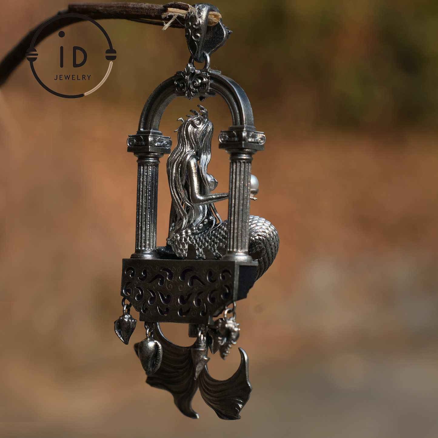 Unterwassergöttin Anhänger - 925 Sterling Silber, Amethyst, Meerjungfrau inspiriert, handgefertigter Fantasy Schmuck