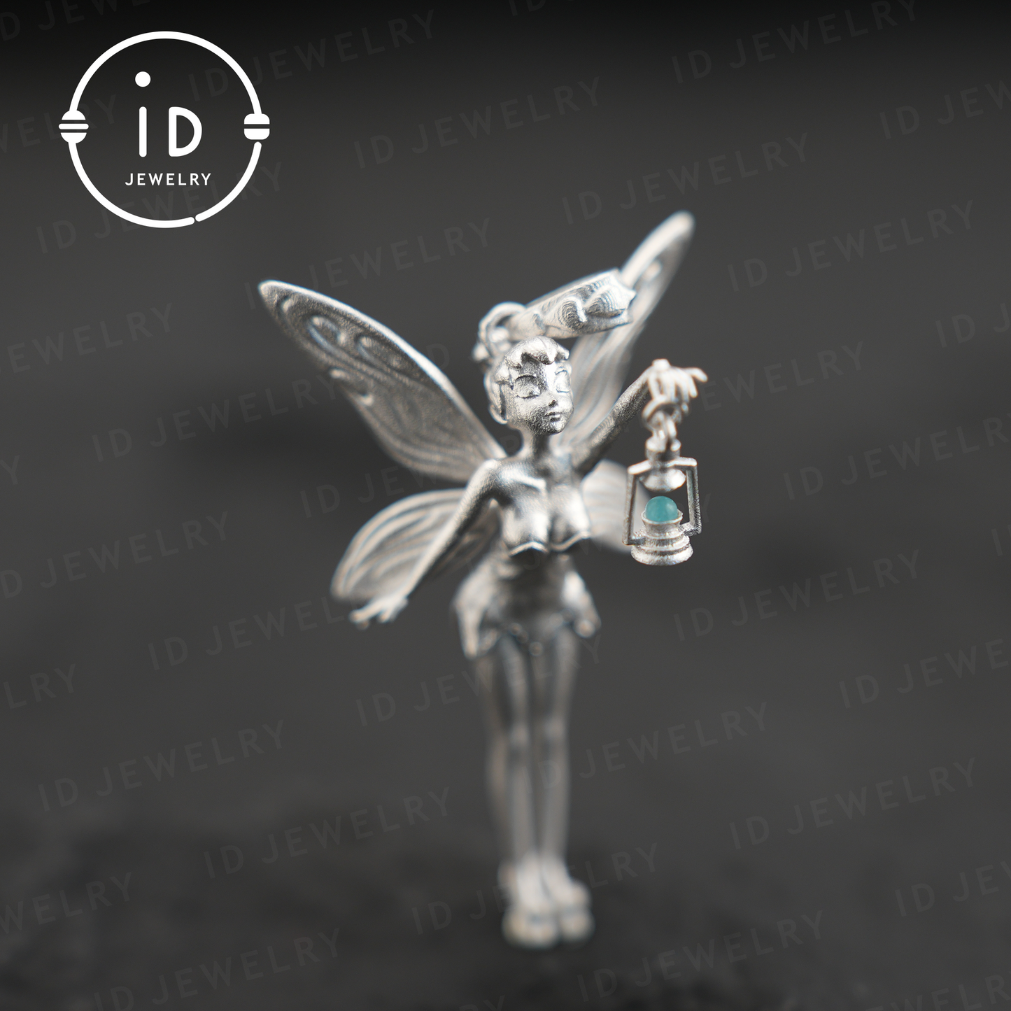Mystischer Feenanhänger | Handgefertigter Silberschmuck | Magische Elfe mit Laterne | Fantasy-Feenkette | Eleganter Kristallanhänger