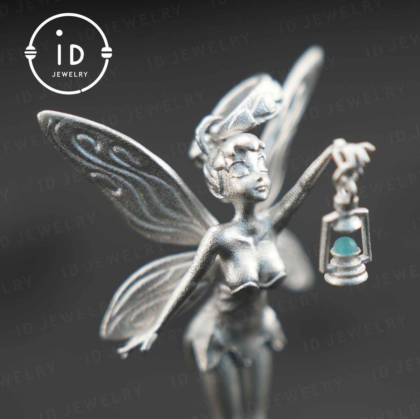 Mystischer Feenanhänger | Handgefertigter Silberschmuck | Magische Elfe mit Laterne | Fantasy-Feenkette | Eleganter Kristallanhänger