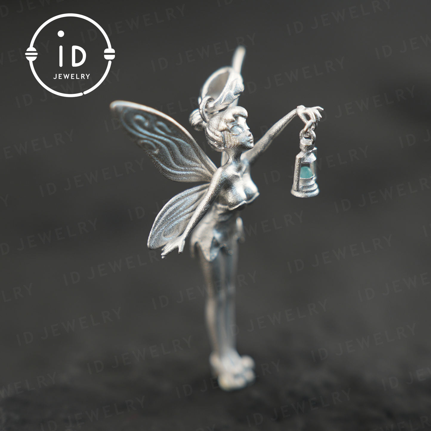 Mystischer Feenanhänger | Handgefertigter Silberschmuck | Magische Elfe mit Laterne | Fantasy-Feenkette | Eleganter Kristallanhänger