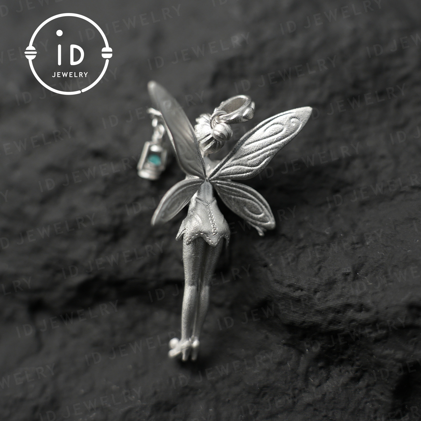 Mystischer Feenanhänger | Handgefertigter Silberschmuck | Magische Elfe mit Laterne | Fantasy-Feenkette | Eleganter Kristallanhänger