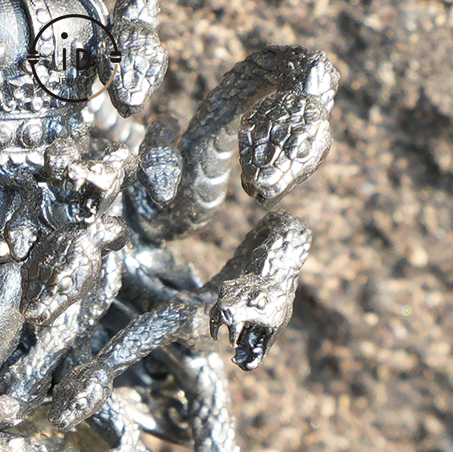 Medusa’s Gaze Pendant – 925 Sterling Silver, phantom quartz, Handcrafted Mythical Jewelry, Unique Statement Piece