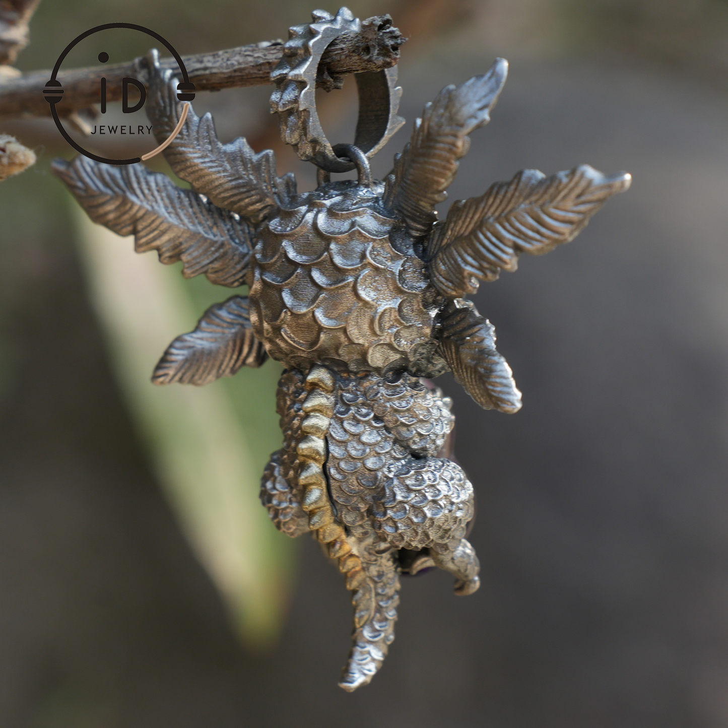 Mystic Creature Guardian Pendant - S925 Silver with Amethyst - Handcrafted Fantasy Jewelry