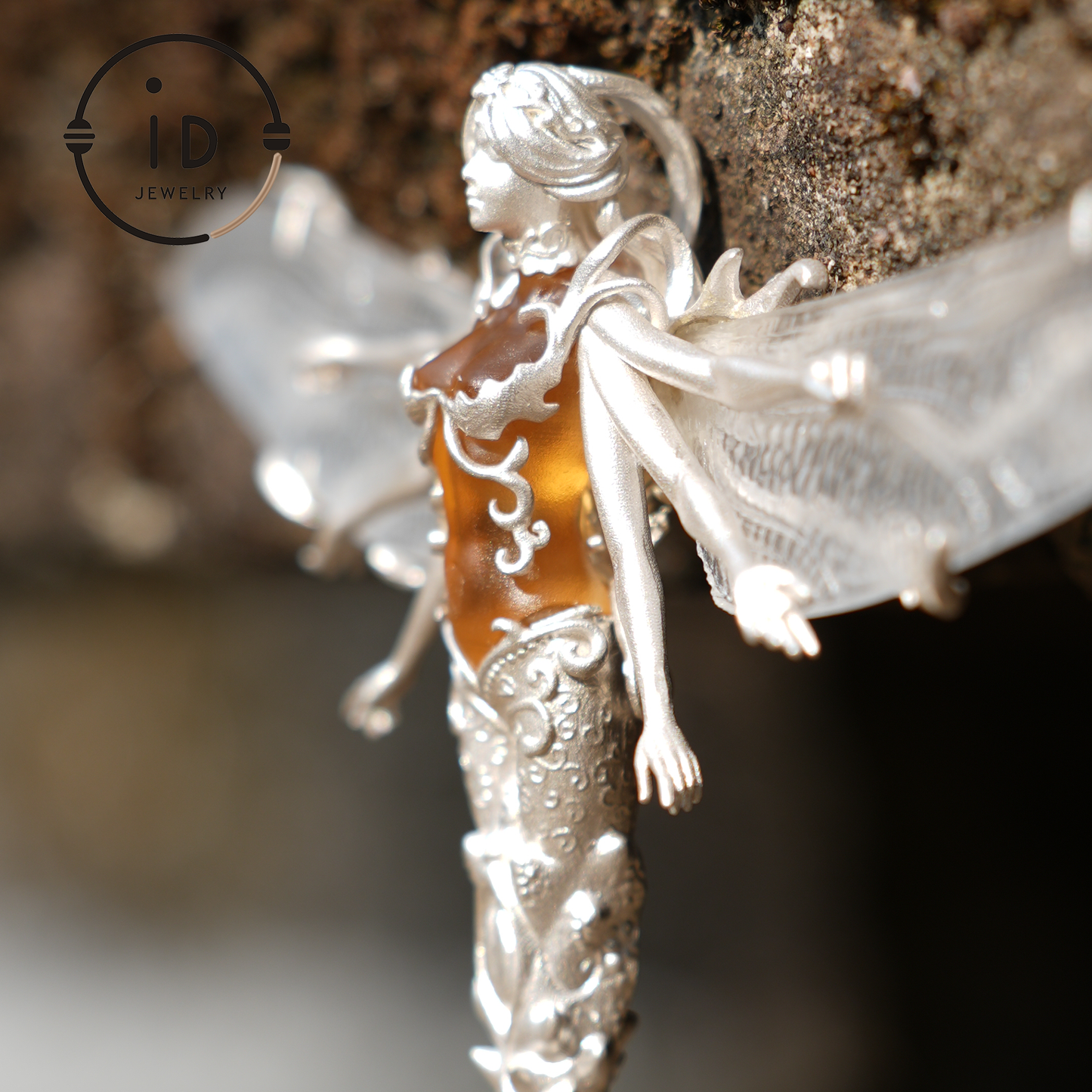 Mystic Dragonfly Jewelry | 925 Silver & Citrine | Brooch & Pendant in One