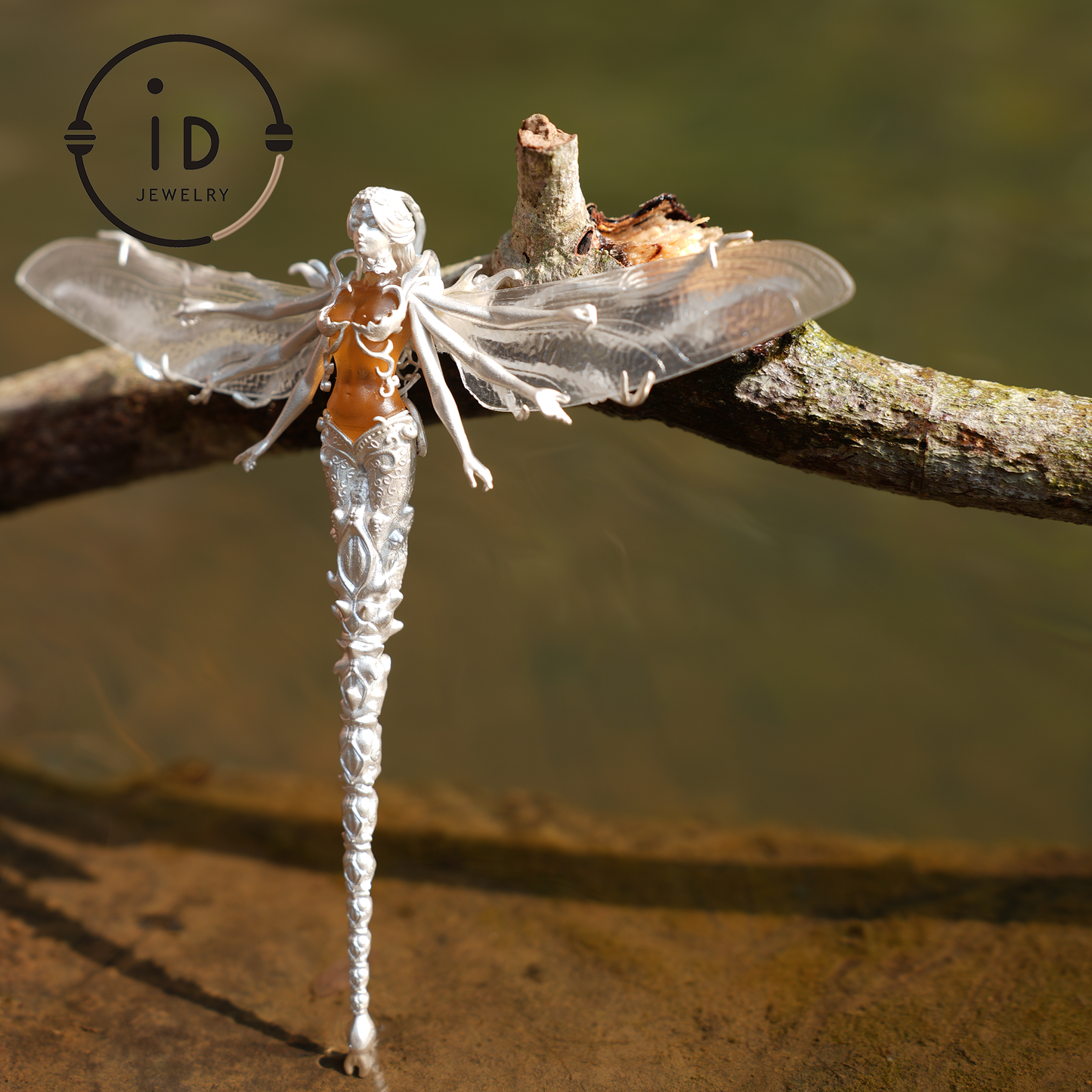 Mystic Dragonfly Jewelry | 925 Silver & Citrine | Brooch & Pendant in One