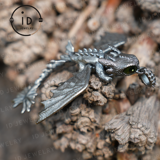 Fantasy-Drachen-Anhänger mit Emaille-Finish, handgefertigter, zahnloser Schmuck, einzigartiges Geschenk für Drachenzähmen leicht gemacht-Fans