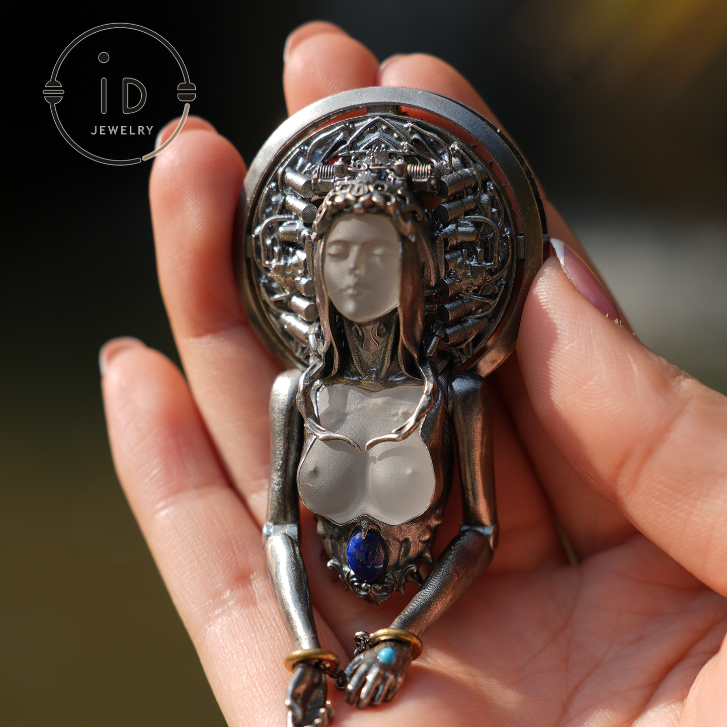Mystic Goddess Pendant | Handmade 925 Silver & Gemstone Spiritual Necklace | Esoteric Protection Amulet