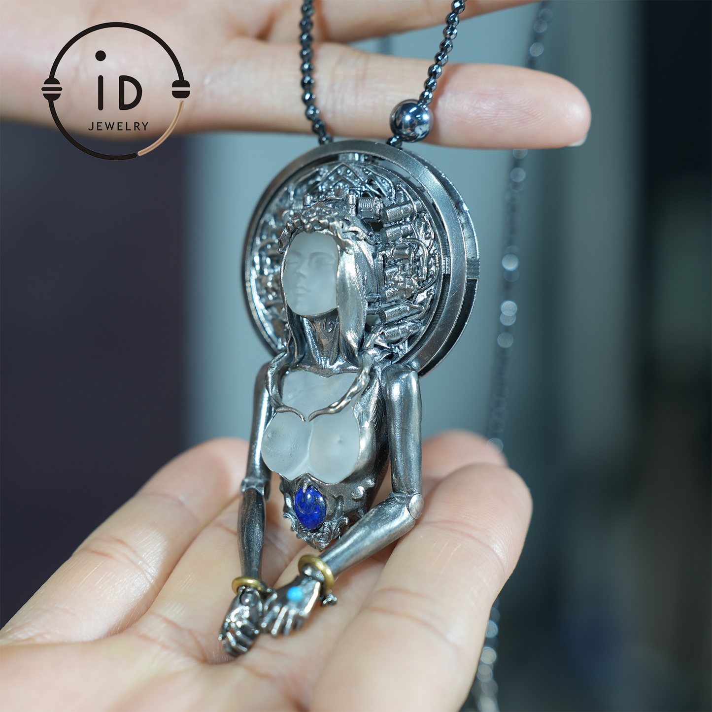 Mystic Goddess Pendant | Handmade 925 Silver & Gemstone Spiritual Necklace | Esoteric Protection Amulet