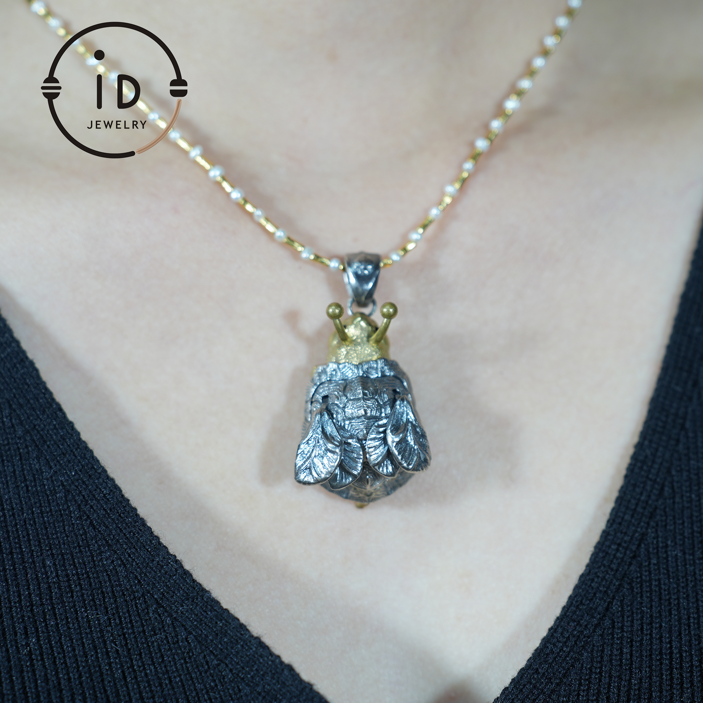 Flying Beetle Pendant – Handcrafted 925 Sterling Silver Pendant with Mythical Wing Design, Unique Gift, Art & Fantasy Jewelry
