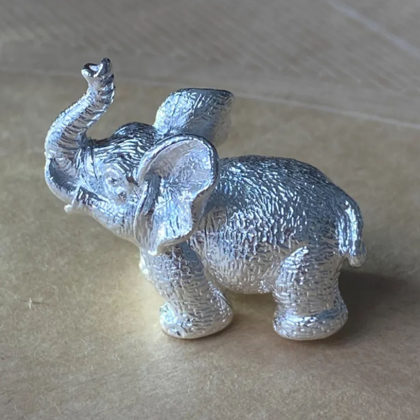 Solid 925 Silver Elephant Figurine | Lucky Animal Sculpture | Symbol of Strength & Wisdom | Home Decor Gift for Him or Her