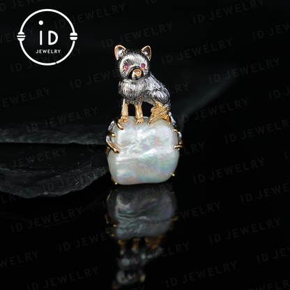 Süßer Hundeanhänger | Barockperle | Handgefertigter Schmuck | Geschenk für Hundeliebhaber | Schutzamulett 