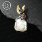 Handgefertigter Engelsanhänger | Barockperlenschmuck mit Karneol | Amulettgeschenk | Fantasy-Kunstschmuck 