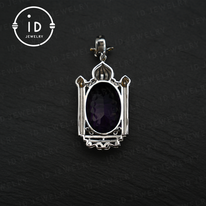 Luxuriöser Amethyst Anhänger, Barock Stil, handgefertigter Schmuck, vergoldeter Edelstein Anhänger, Geschenk für Frauen 