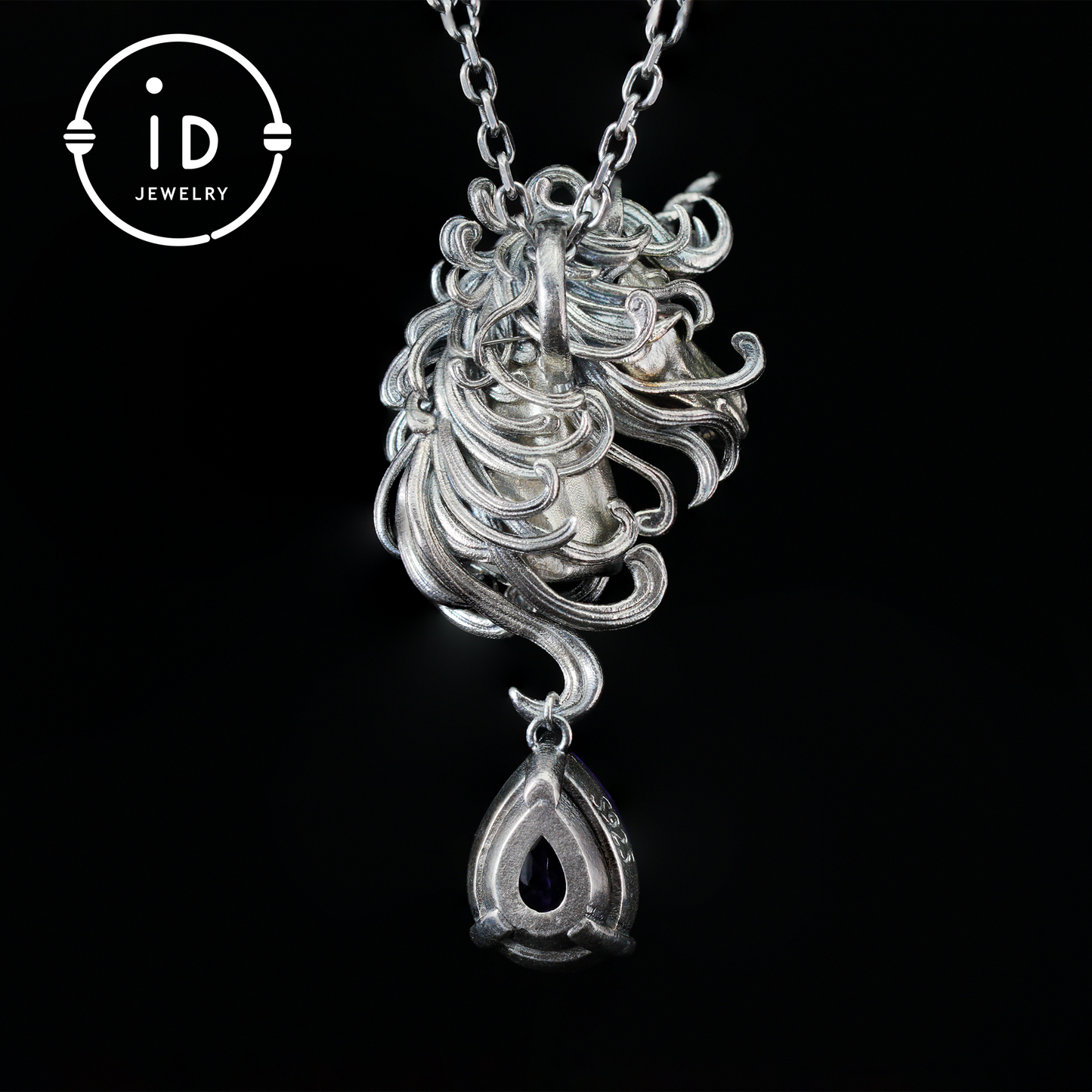 Einhorn-Halskette mit Amethyst-Tropfen – Mystischer Anhänger aus 925er Sterlingsilber – Fantasy-Geistertier-Schmuck für Frauen 