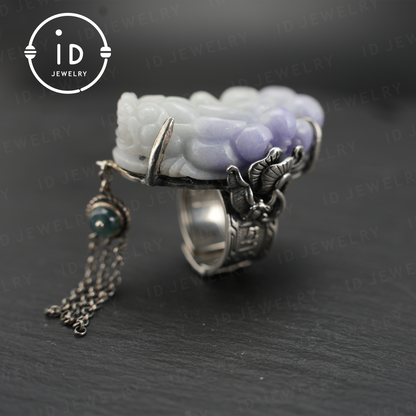 Handgefertigter Jadeitring | Mystischer Schutzschmuck | Künstlerischer Edelsteinring | Inspiriert von tapferen Truppen | Symbol des Glücks 