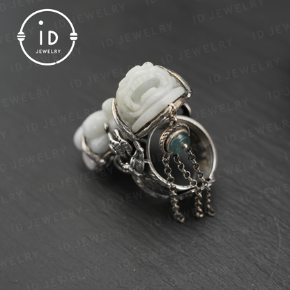 Handgefertigter Jadeitring | Mystischer Schutzschmuck | Künstlerischer Edelsteinring | Inspiriert von tapferen Truppen | Symbol des Glücks 