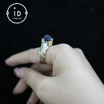 Mystischer Amethyst-Krallenring | Handgefertigter Gothic-Schmuck | Natürlicher Amethyst | Einzigartiger silberner Fantasy-Ring | Geschenk für Sie | Statement-Ring 
