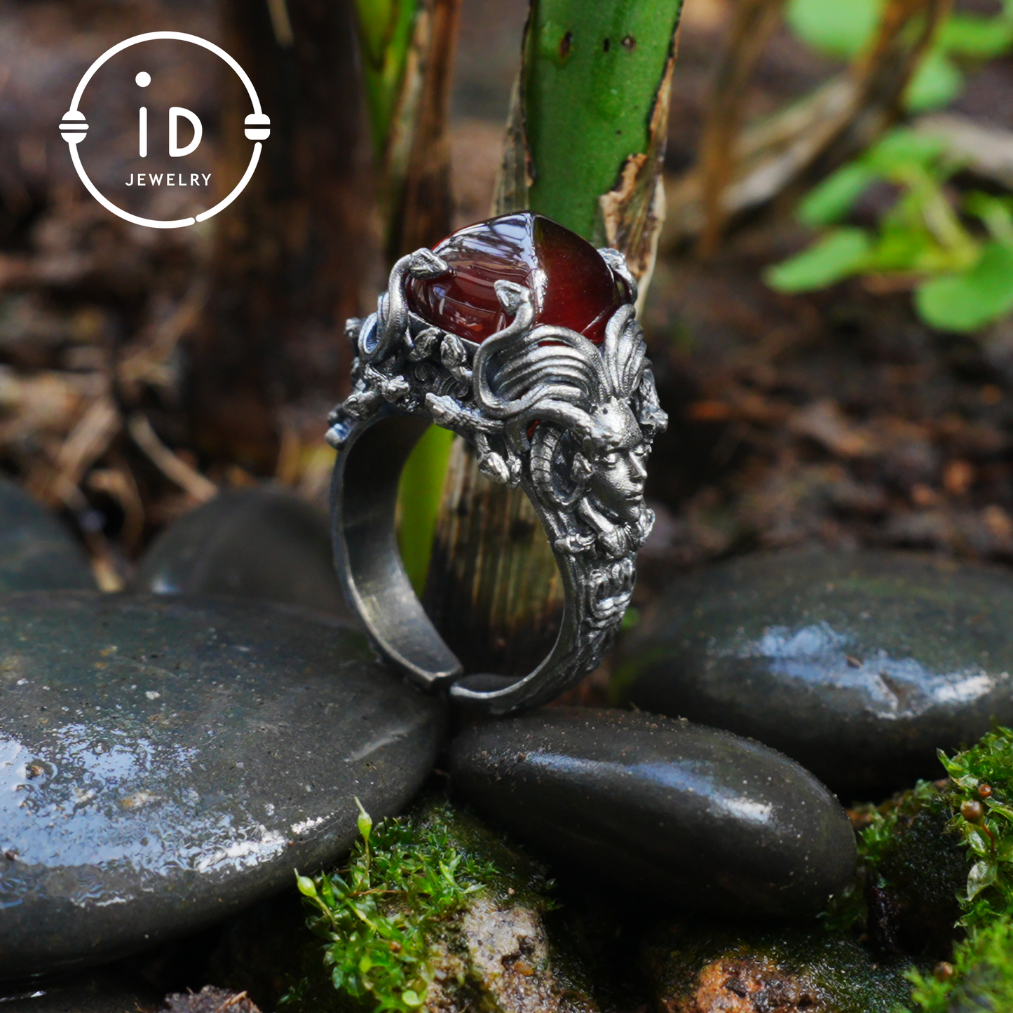Handgefertigter Gothic Ring | Mystischer Schmuck mit Achat | Barockstil 
