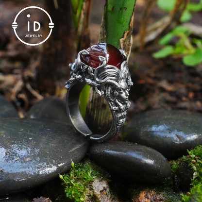 Handgefertigter Gothic Ring | Mystischer Schmuck mit Achat | Barockstil 
