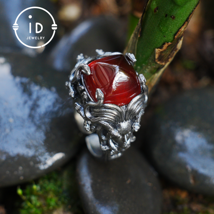 Handgefertigter Gothic Ring | Mystischer Schmuck mit Achat | Barockstil 