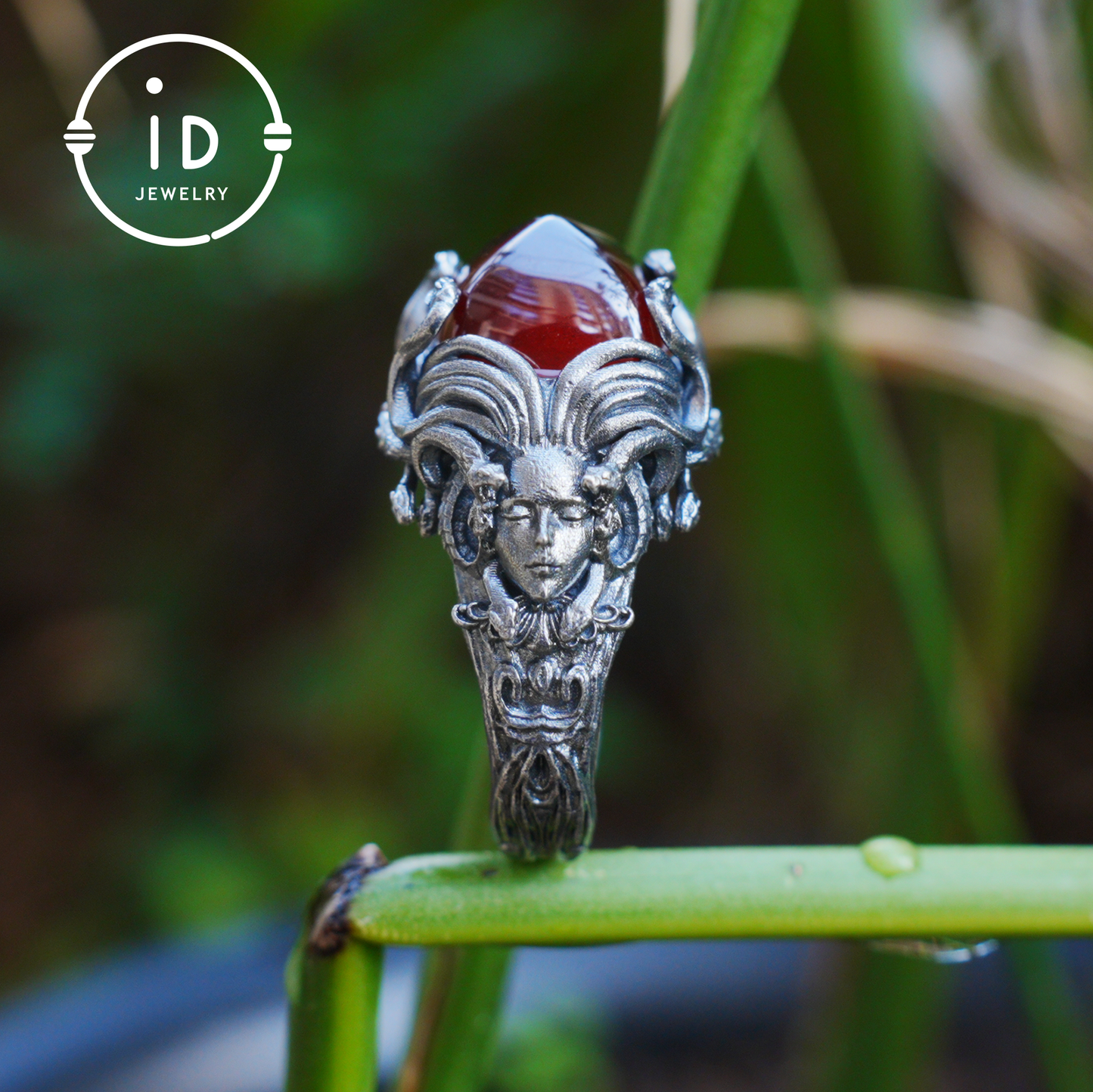 Handgefertigter Gothic Ring | Mystischer Schmuck mit Achat | Barockstil 