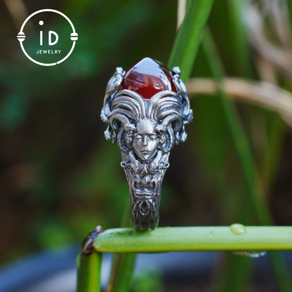 Handgefertigter Gothic Ring | Mystischer Schmuck mit Achat | Barockstil 