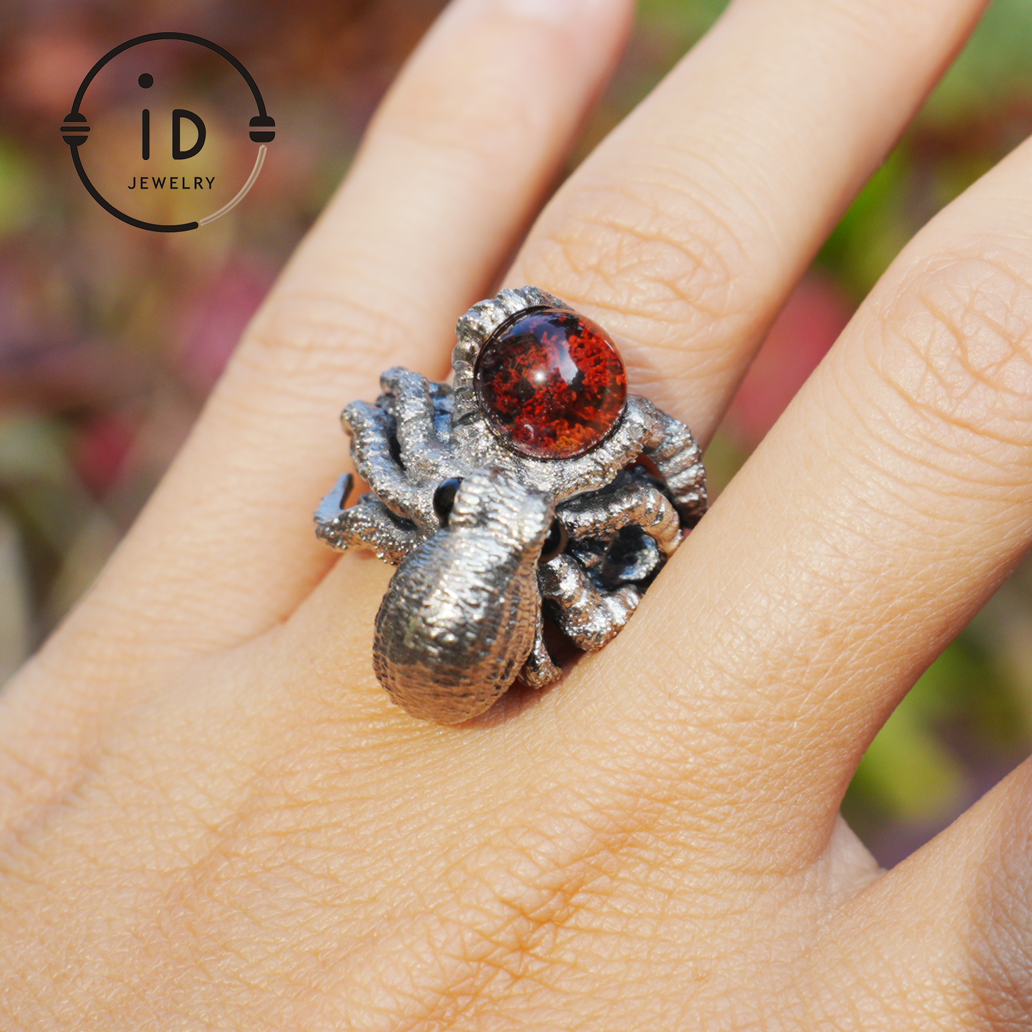 Ring im Oktopus-Design aus 925er Sterlingsilber mit Phantomstein – handgefertigter Fantasieschmuck für Sammler