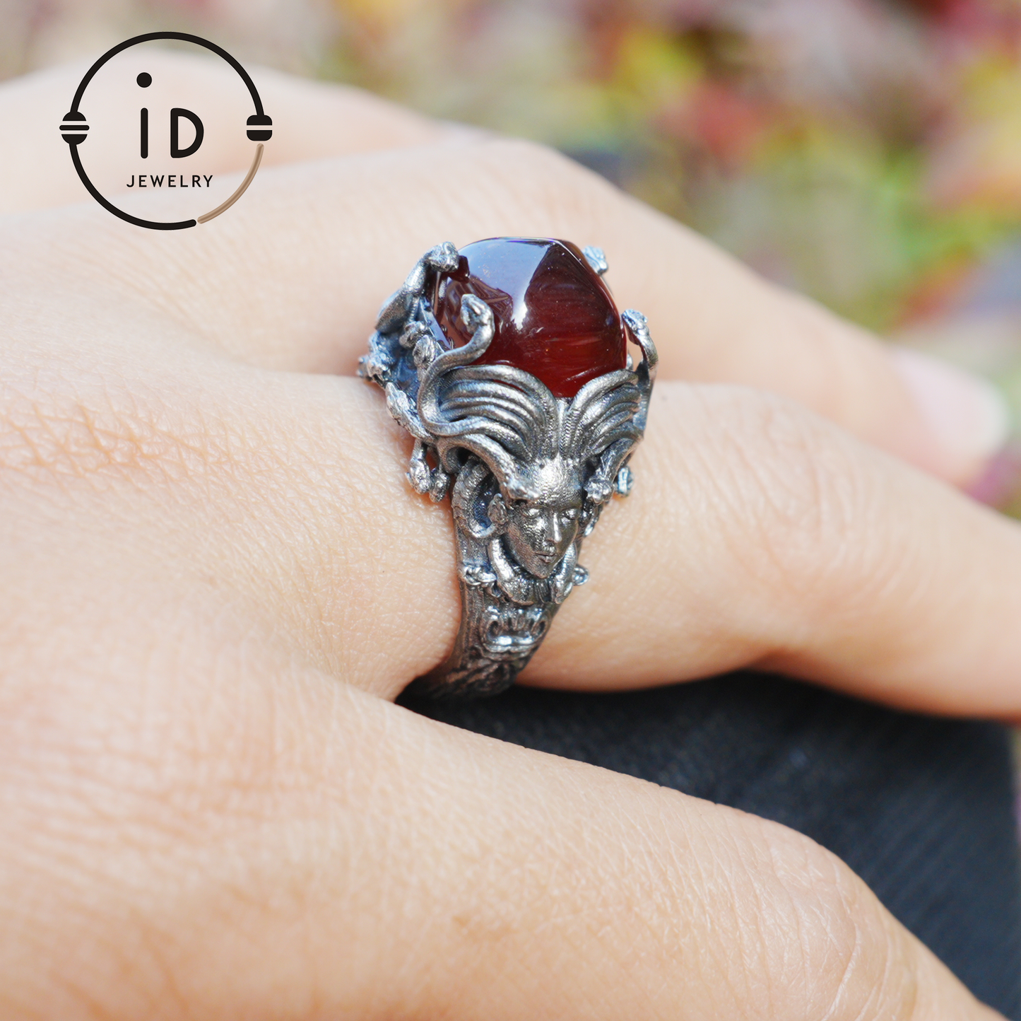 Handgefertigter Gothic Ring | Mystischer Schmuck mit Achat | Barockstil 