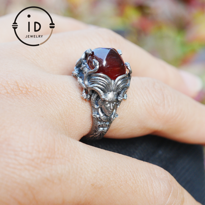 Handgefertigter Gothic Ring | Mystischer Schmuck mit Achat | Barockstil 