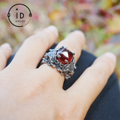 Handgefertigter Gothic Ring | Mystischer Schmuck mit Achat | Barockstil 