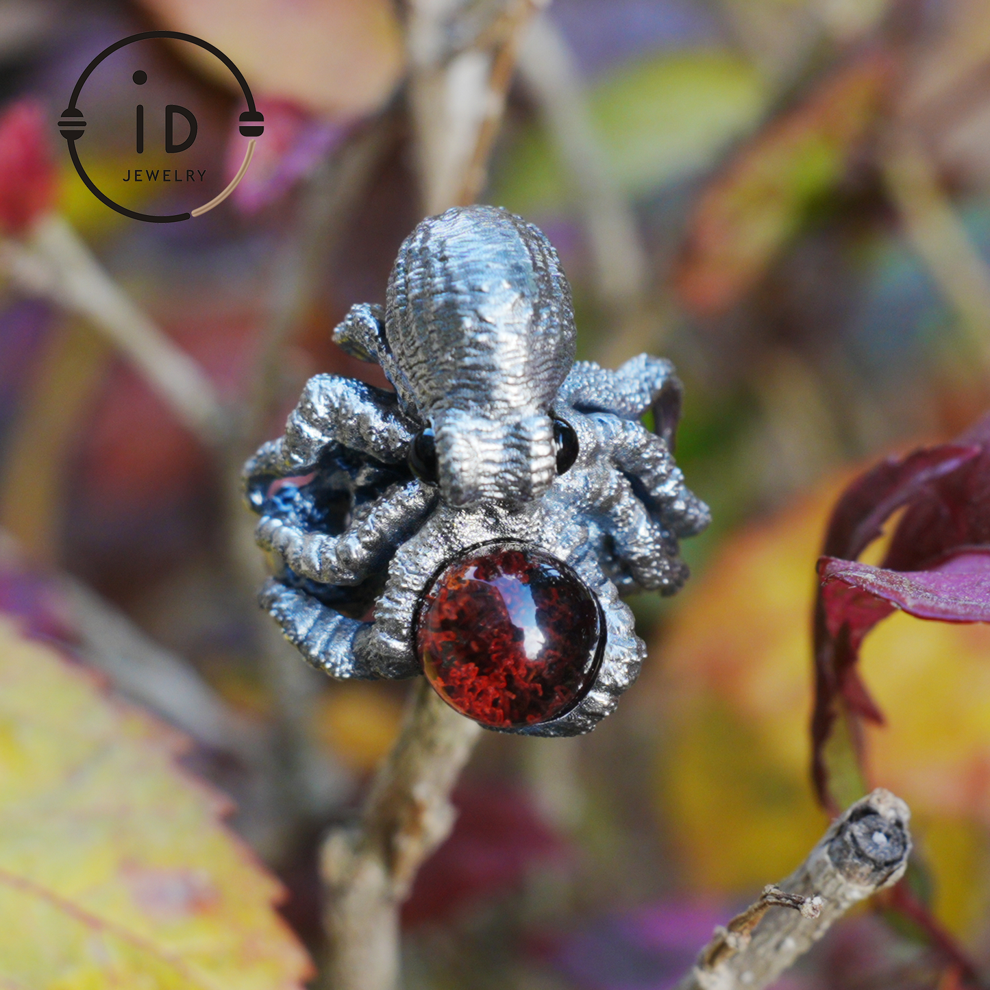 Ring im Oktopus-Design aus 925er Sterlingsilber mit Phantomstein – handgefertigter Fantasieschmuck für Sammler